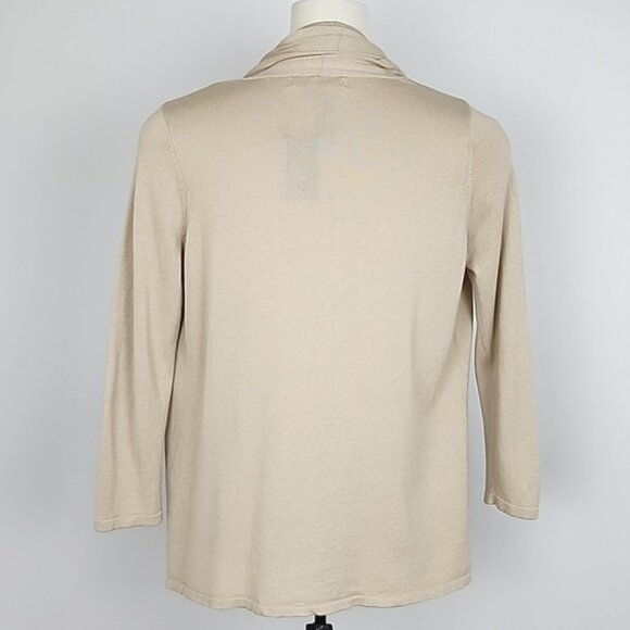 August Silk Women's Cream Silk Blend Open Front Cardigan 3/4 Sleeves Size Medium - Picture 2 of 11